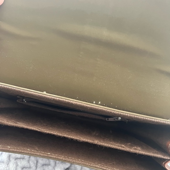 Vintage small satchel bag in olive and brown - Picture 4 of 6